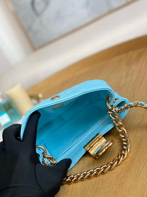 Chanel 3475 Small HOBO Handbag Lambskin & Gold-Tone Metal Ligth Blue - Default Title - View 9
