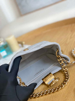 Chanel 3475 Small HOBO Handbag Lambskin & Gold-Tone Metal Light Gray - Default Title - View 8