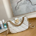 Chanel 3475 Small HOBO Handbag Lambskin & Gold-Tone Metal White - Default Title - View 1