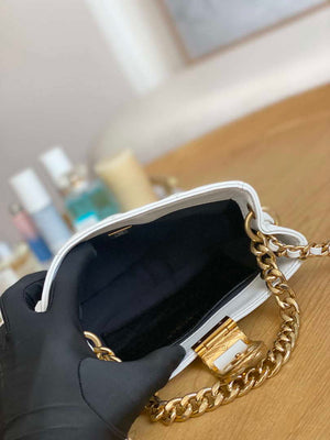 Chanel 3475 Small HOBO Handbag Lambskin & Gold-Tone Metal White - Default Title - View 8