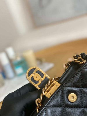 Chanel 3475 Small HOBO Handbag Lambskin & Gold-Tone Metal Black - Default Title - View 5