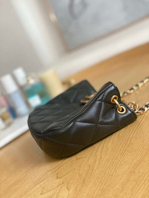 Chanel 3475 Small HOBO Handbag Lambskin & Gold-Tone Metal Black - Default Title - View 6