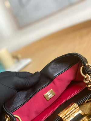 Chanel 3475 Small HOBO Handbag Lambskin & Gold-Tone Metal Black - Default Title - View 7