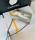 Chanel 99139 Chanel Evening Flap bag Lambskin Metal Silver