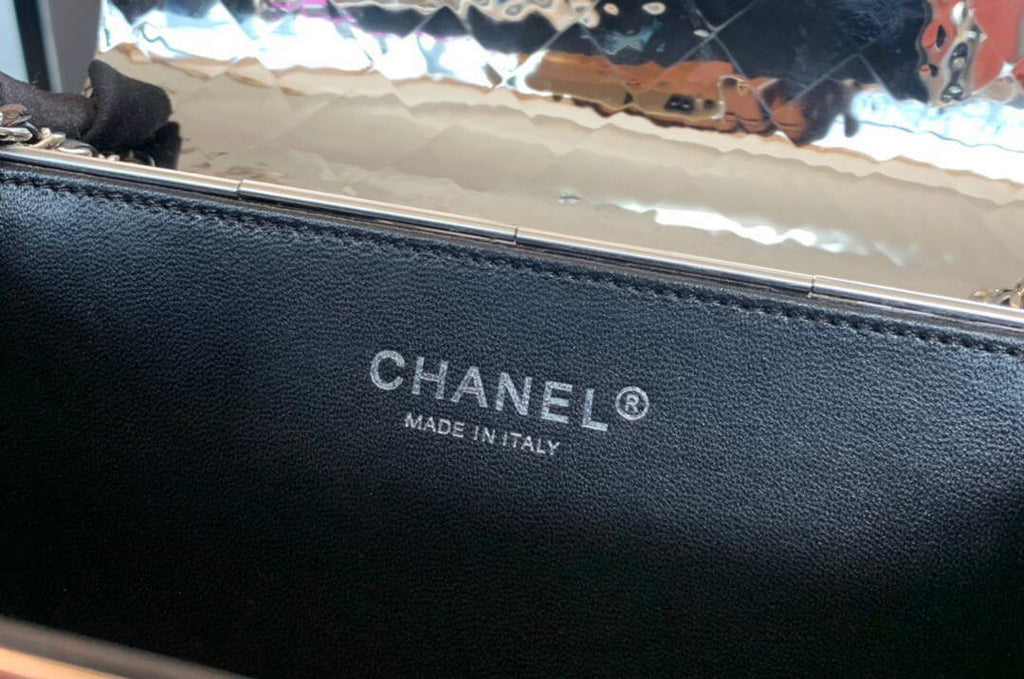 Chanel 99139 Chanel Evening Flap bag Lambskin Metal Silver