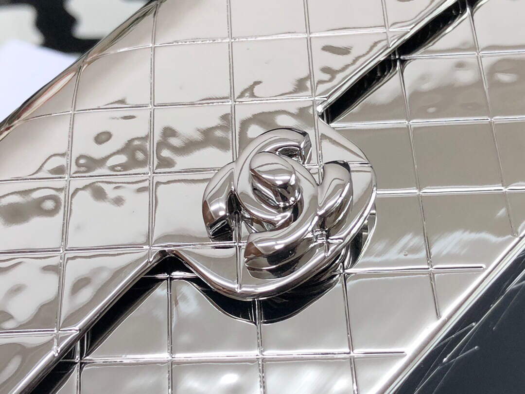 Chanel 99139 Chanel Evening Flap Small bag Lambskin Metal Silver