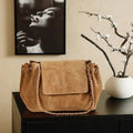 Chanel A00012 Suede Accordion Flap Shopping Bag & Gold-Tone Metal Brown