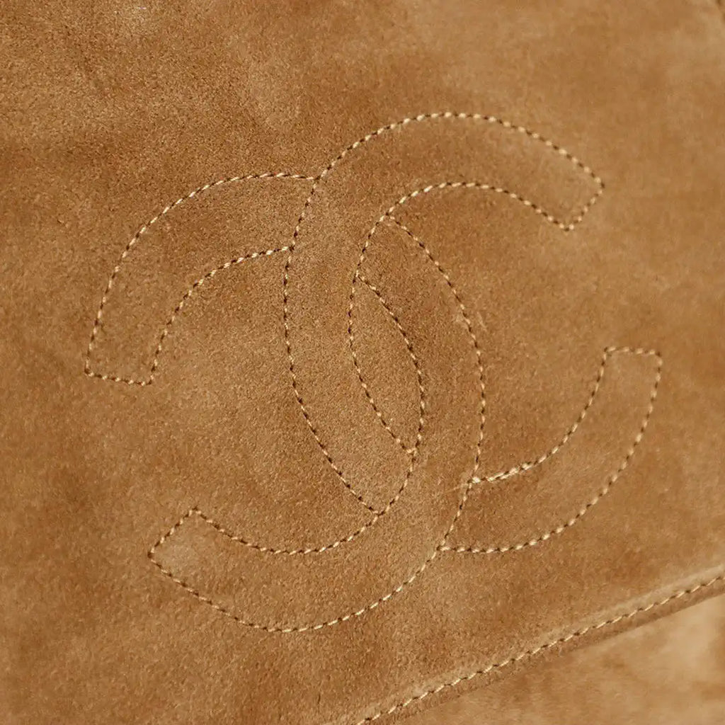 Chanel A00012 Suede Accordion Flap Shopping Bag & Gold-Tone Metal Brown