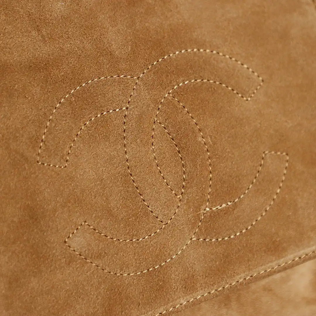 Chanel A00012 Suede Accordion Flap Shopping Bag & Gold-Tone Metal Brown