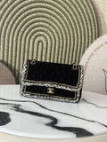 Chanel A01112 25C Flap Classic 11.12 Handbag Tweed and gold metallic Black