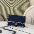 Chanel A01112 25C Flap Classic 11.12 Handbag Tweed and gold metallic Navy Blue