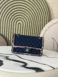 Chanel A01112 25C Flap Classic 11.12 Handbag Tweed and gold metallic Navy Blue
