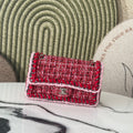 Chanel A01112 25C Flap Classic 11.12 Handbag Tweed and gold metallic Red