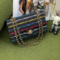 Chanel A01112 Classic Handbag Cotton Goldtone Multicolor and Black - Default Title - View 1