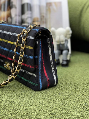 Chanel A01112 Classic Handbag Cotton Goldtone Multicolor and Black - Default Title - View 3