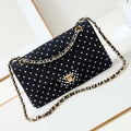 Chanel A01112 Flap Black Fabric Printed with white raindrops - Default Title - View 1