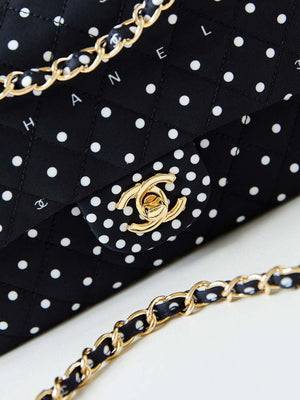 Chanel A01112 Flap Black Fabric Printed with white raindrops - Default Title - View 2