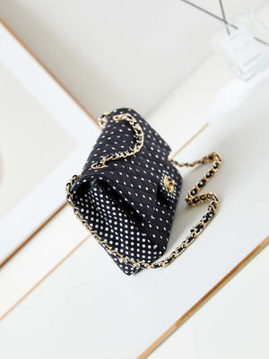 Chanel A01112 Flap Black Fabric Printed with white raindrops - Default Title - View 3