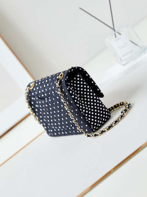 Chanel A01112 Flap Black Fabric Printed with white raindrops - Default Title - View 4