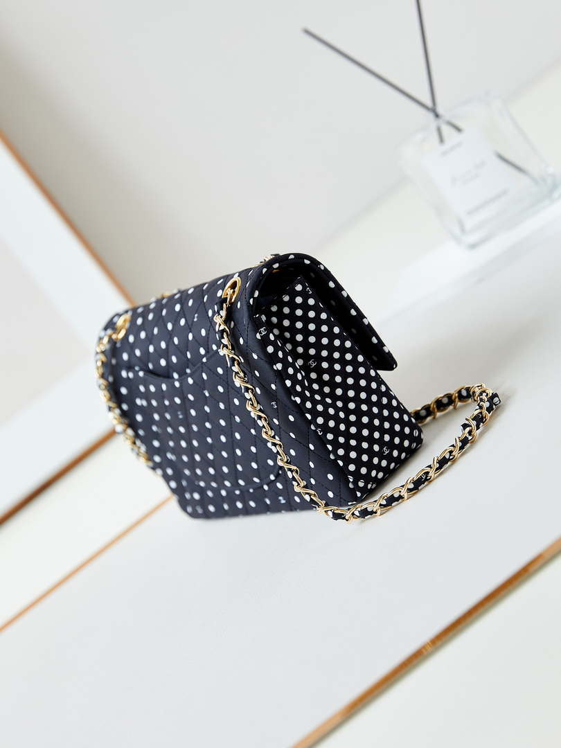 Chanel A01112 Flap Black Fabric Printed with white raindrops - Default Title - View 4