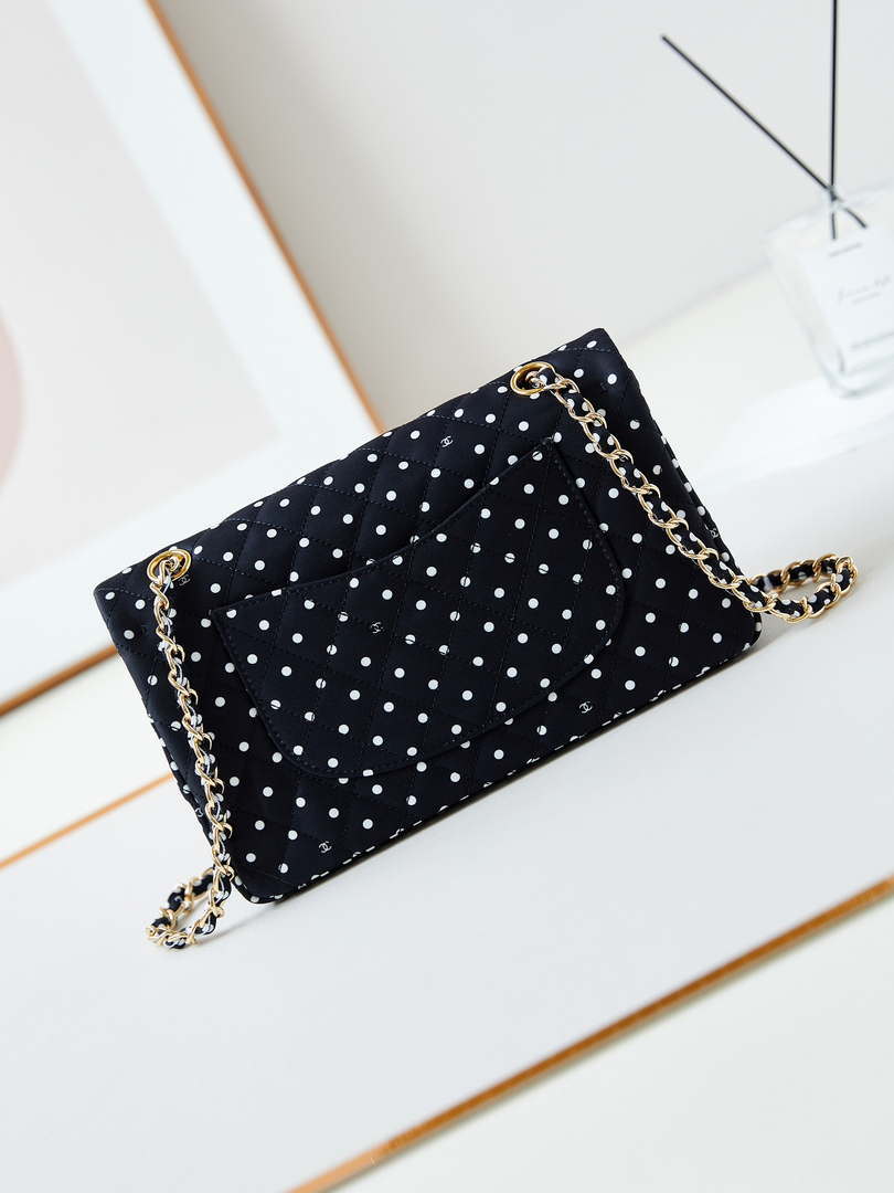 Chanel A01112 Flap Black Fabric Printed with white raindrops - Default Title - View 5