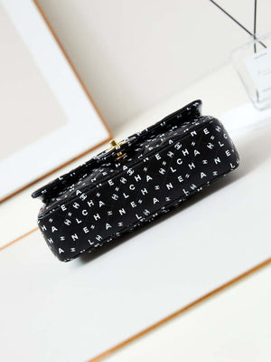 Chanel A01112 Flap Black Lambskin Printed with white CC logo - Default Title - View 5