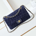 Chanel A01112 Flap Blue Fabric Printed with white raindrops - Default Title - View 1