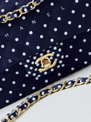 Chanel A01112 Flap Blue Fabric Printed with white raindrops - Default Title - View 2