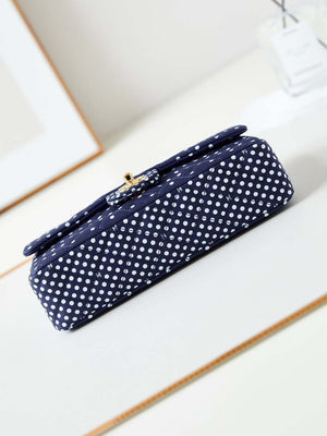 Chanel A01112 Flap Blue Fabric Printed with white raindrops - Default Title - View 6