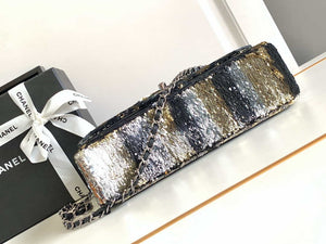 Chanel A01112 Flap Classic 11.12 Handbag 24S letter shape Black shiny sequin - Default Title - View 4