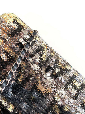 Chanel A01112 Flap Classic 11.12 Handbag 24S letter shape Black shiny sequin - Default Title - View 7
