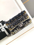 Chanel A01112 Flap Classic 11.12 Handbag 24S letter shape Black shiny sequin