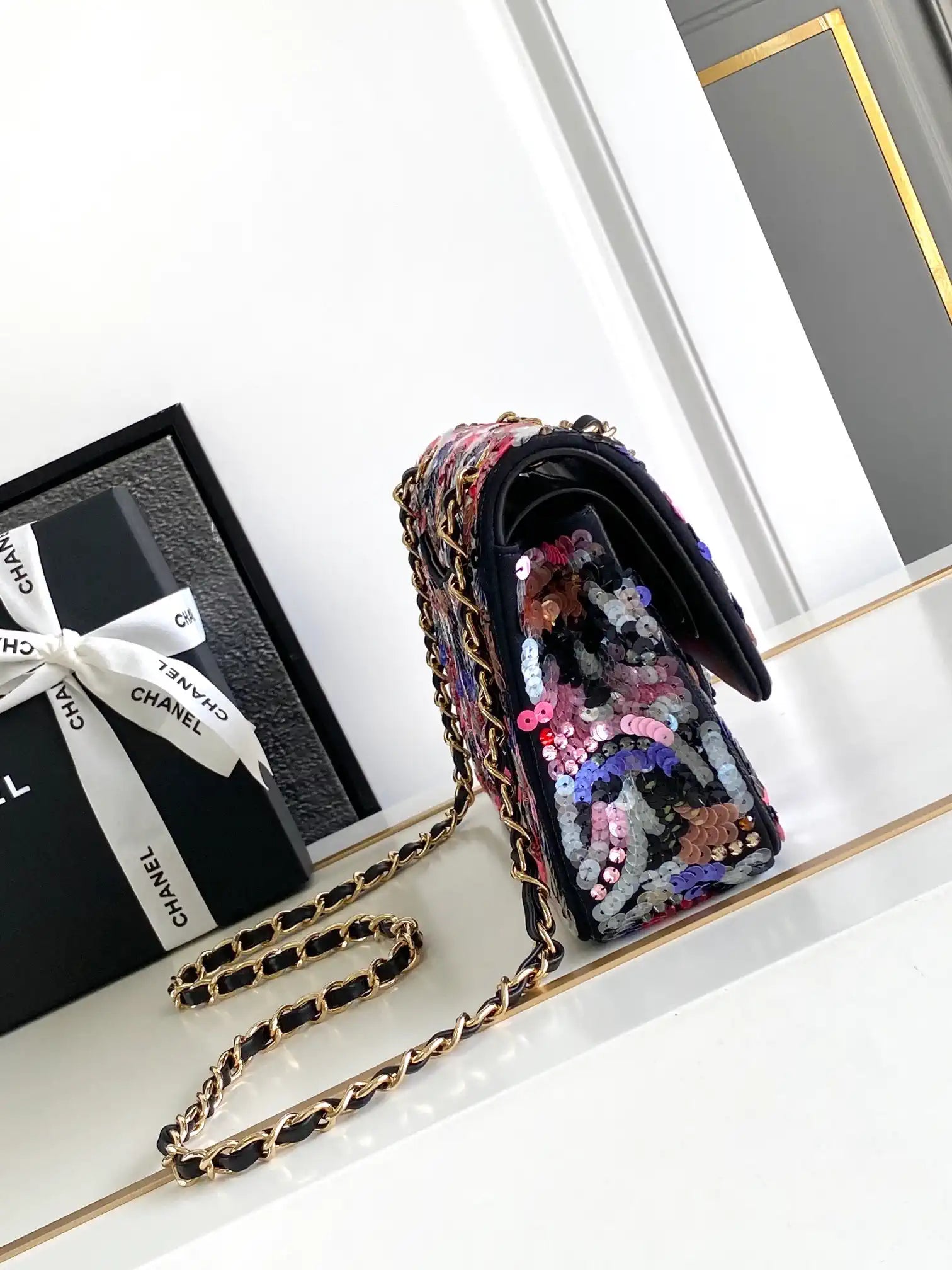 Chanel A01112 Flap Classic 11.12 Handbag 25S Multicolor shiny sequin