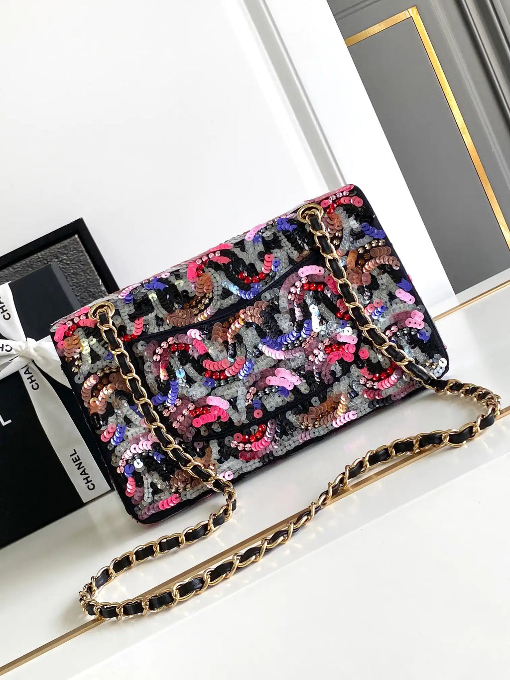 Chanel A01112 Flap Classic 11.12 Handbag 25S Multicolor shiny sequin