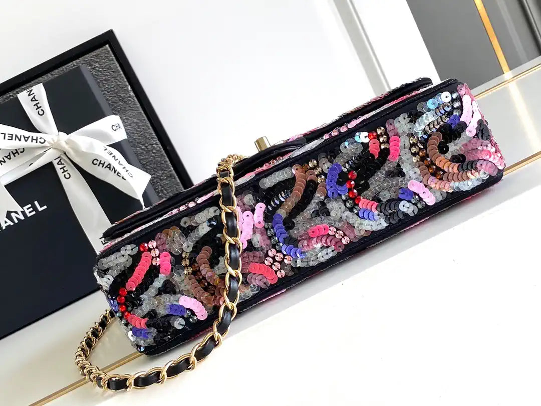 Chanel A01112 Flap Classic 11.12 Handbag 25S Multicolor shiny sequin