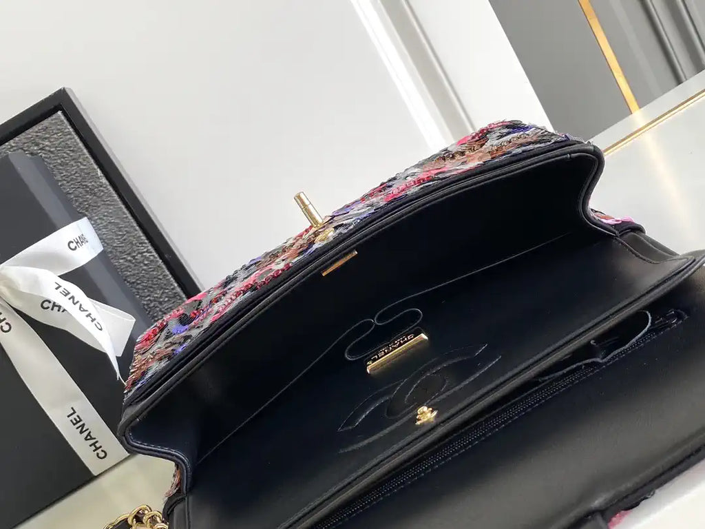 Chanel A01112 Flap Classic 11.12 Handbag 25S Multicolor shiny sequin