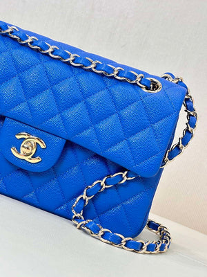 Chanel A01112 Flap Classic 11.12 Handbag Calfskin Blue - Gold - View 11