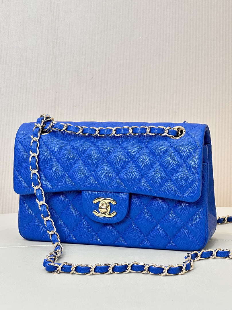 Chanel A01112 Flap Classic 11.12 Handbag Calfskin Blue - Gold - View 12