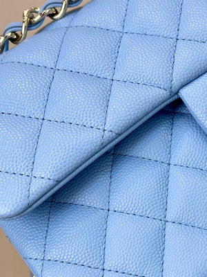 Chanel A01112 Flap Classic 11.12 Handbag Calfskin Gold Light Blue - Default Title - View 3