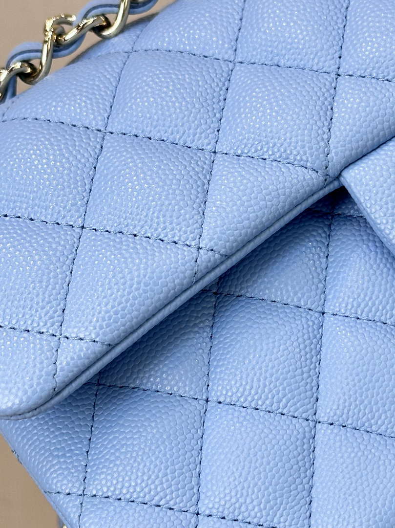 Chanel A01112 Flap Classic 11.12 Handbag Calfskin Gold Light Blue - Default Title - View 3