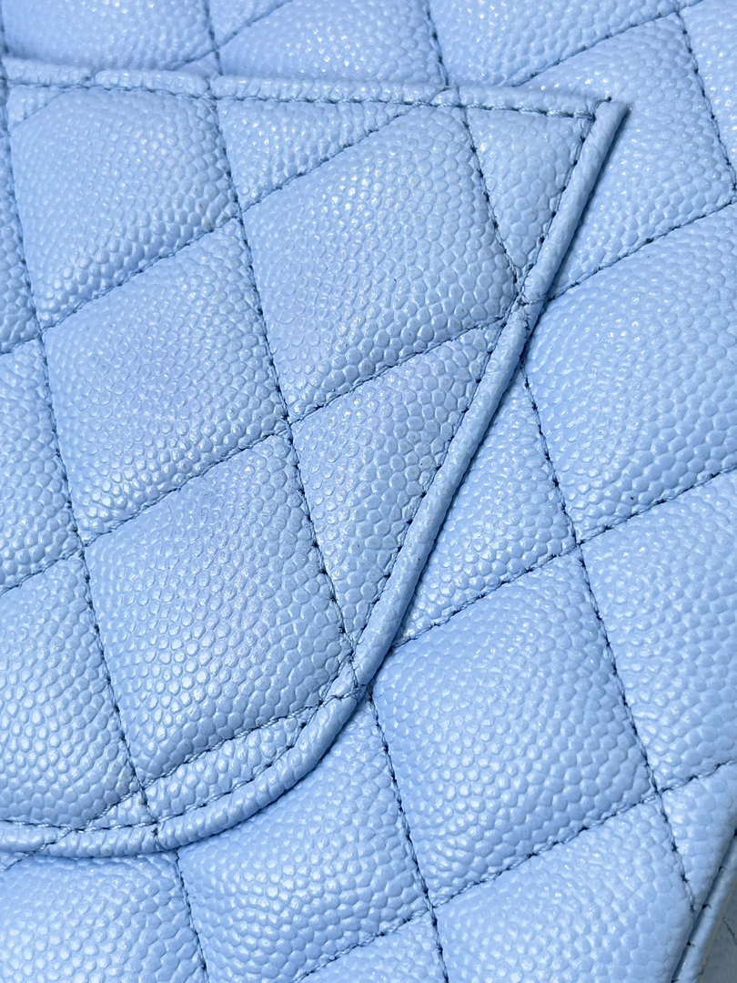 Chanel A01112 Flap Classic 11.12 Handbag Calfskin Gold Light Blue