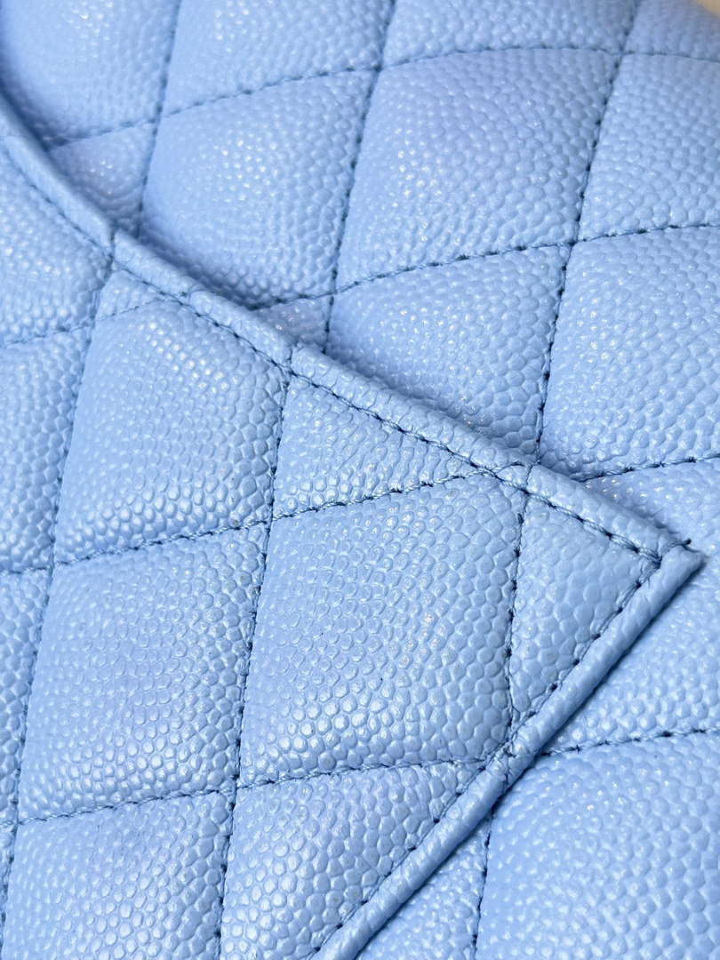 Chanel A01112 Flap Classic 11.12 Handbag Calfskin Gold Light Blue
