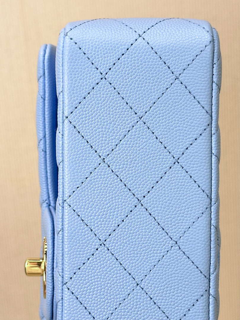 Chanel A01112 Flap Classic 11.12 Handbag Calfskin Gold Light Blue - Default Title - View 9