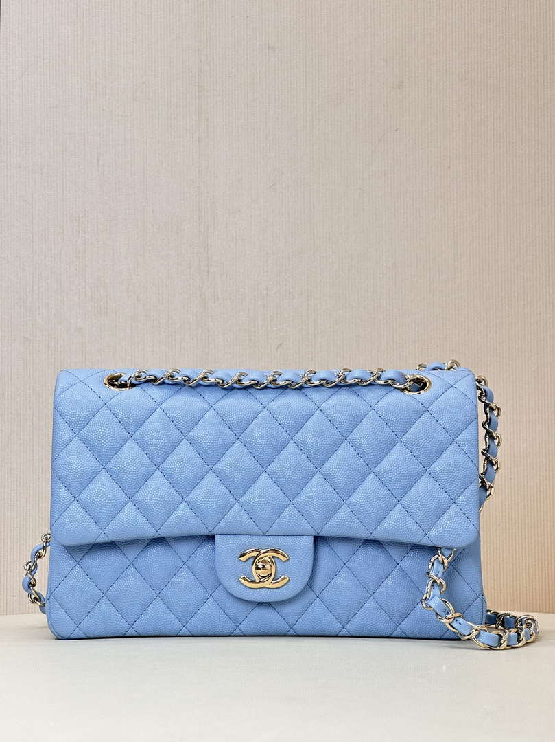 Chanel A01112 Flap Classic 11.12 Handbag Calfskin Gold Light Blue - Default Title - View 10
