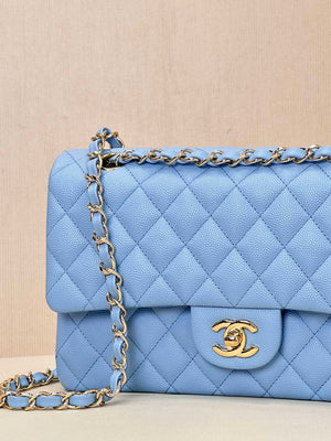 Chanel A01112 Flap Classic 11.12 Handbag Calfskin Gold Light Blue - Default Title - View 13