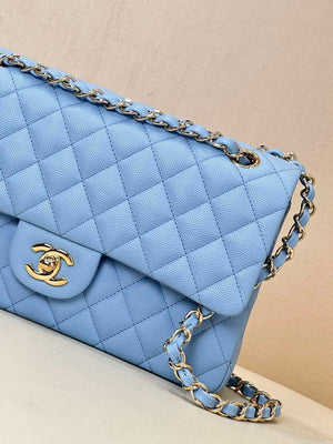 Chanel A01112 Flap Classic 11.12 Handbag Calfskin Gold Light Blue - Default Title - View 14