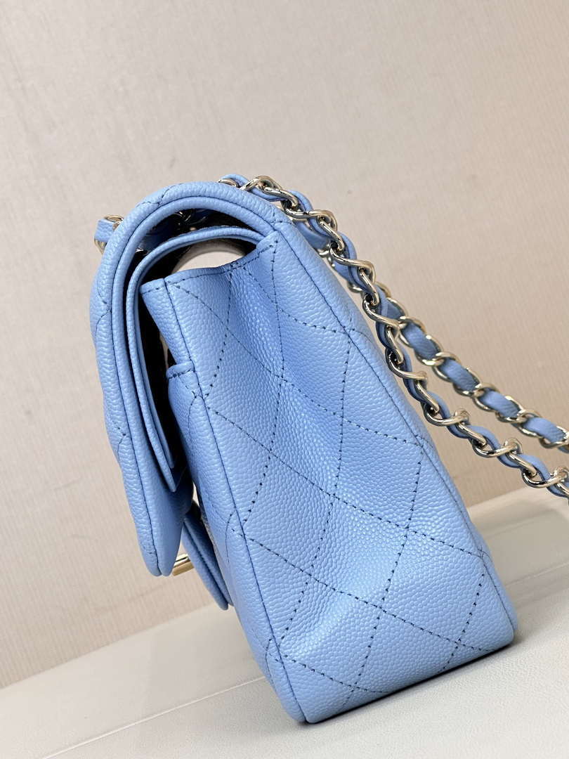 Chanel A01112 Flap Classic 11.12 Handbag Calfskin Gold Light Blue