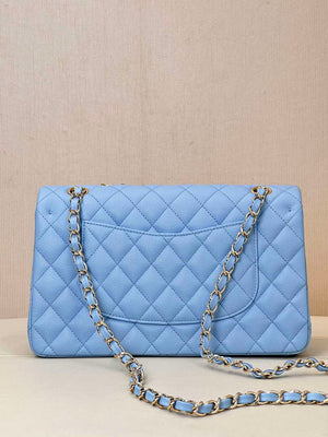 Chanel A01112 Flap Classic 11.12 Handbag Calfskin Gold Light Blue - Default Title - View 16