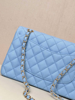 Chanel A01112 Flap Classic 11.12 Handbag Calfskin Gold Light Blue - Default Title - View 17