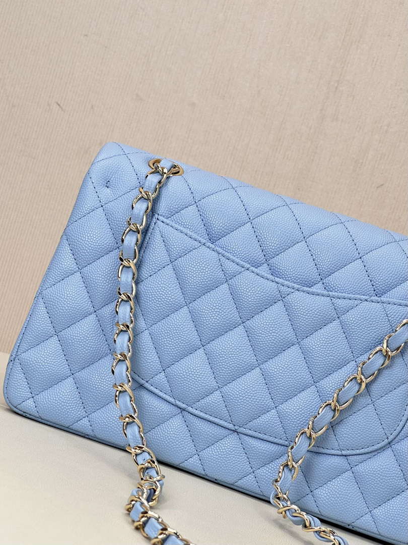 Chanel A01112 Flap Classic 11.12 Handbag Calfskin Gold Light Blue - Default Title - View 17
